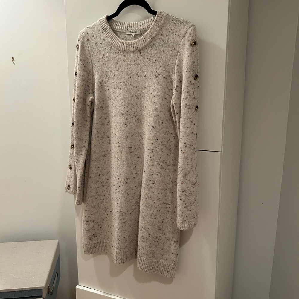 Madewell Donegal Speckled Cream Sweater Dress - Size M